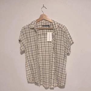 Small Black and White Flannel Polo Button Up Shirt